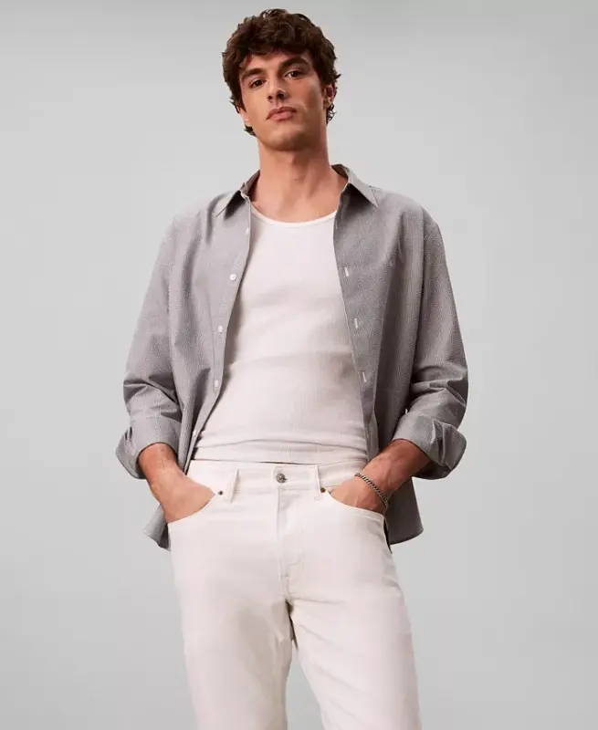 Men's Slim-Fit Stretch Jeans - Chalk White - 5