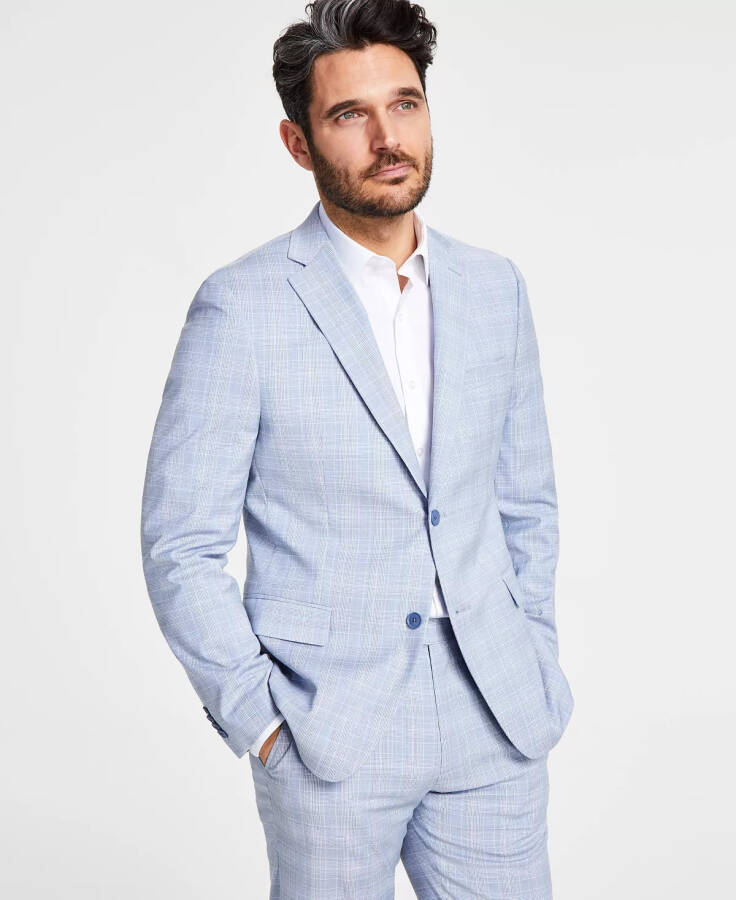 Men's Slim-Fit Stretch Solid Suit Jacket, Created for Modazone Blue Plaid - 1