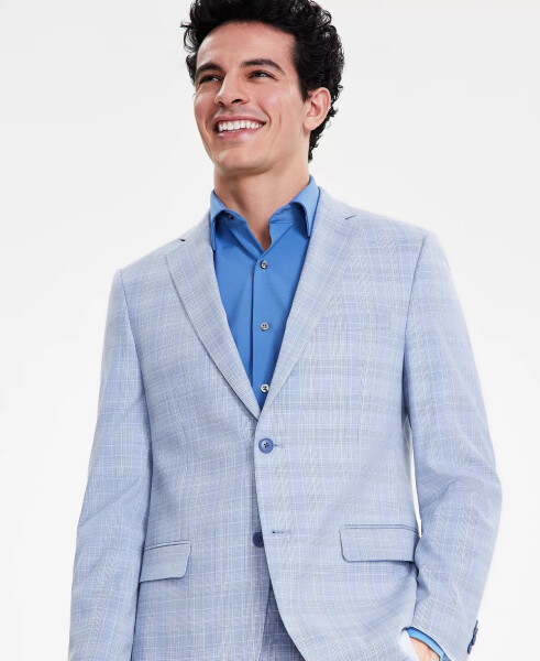 Men's Slim-Fit Stretch Solid Suit Jacket, Created for Modazone Blue Plaid - 4