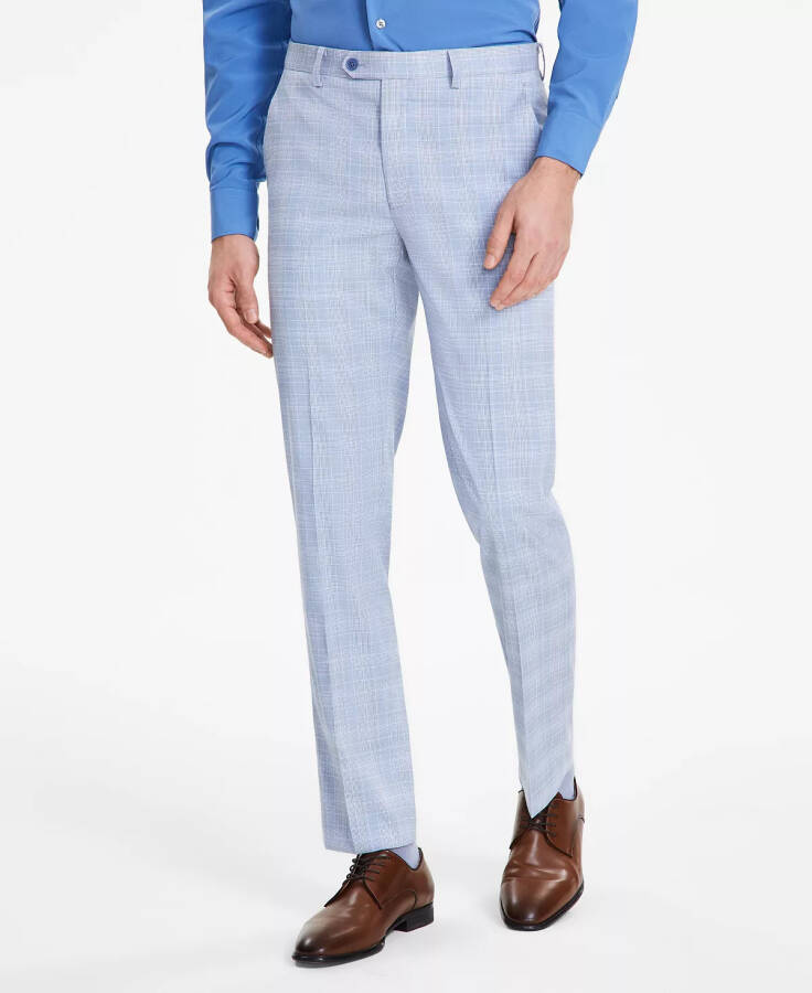 Men's Slim-Fit Stretch Solid Suit Pants, Created for Modazone Blue Plaid - 3