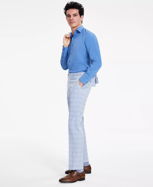 Men's Slim-Fit Stretch Solid Suit Pants, Created for Modazone Blue Plaid - 8