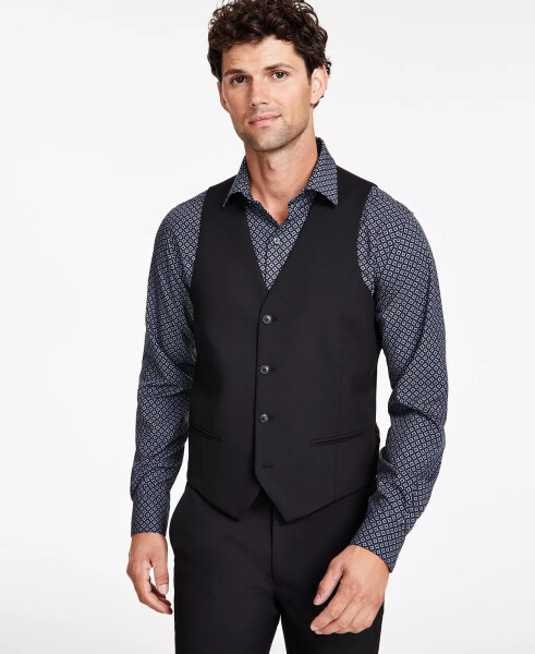 Men's Slim-Fit Stretch Solid Suit Vest, Created for Modazone Black - 1