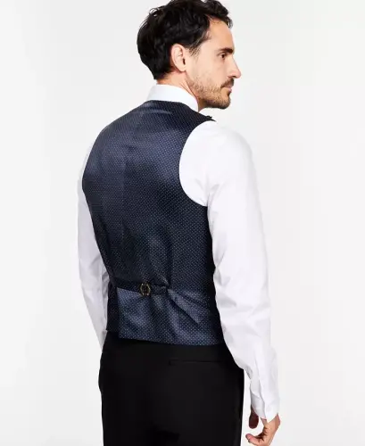 Men's Slim-Fit Stretch Tuxedo Vest, Created for Modazone -Black - ALFANI (1)