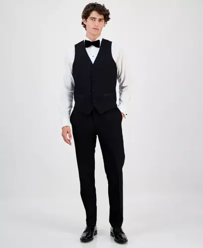Men's Slim-Fit Stretch Tuxedo Vest, Created for Modazone -Black - 5