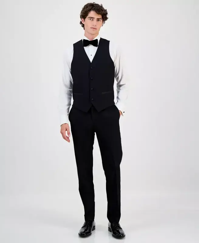 Men's Slim-Fit Stretch Tuxedo Vest, Created for Modazone -Black - 5