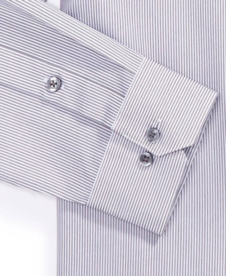 Men's Slim Fit Stripe Dress Shirt, Created for Modazone Grey White - 3