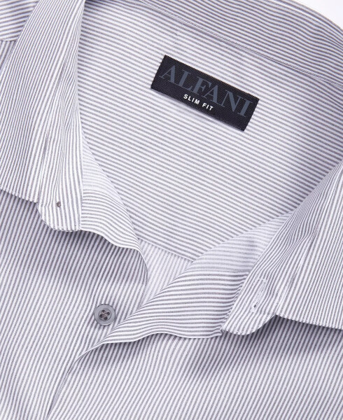 Men's Slim Fit Stripe Dress Shirt, Created for Modazone Grey White - 4