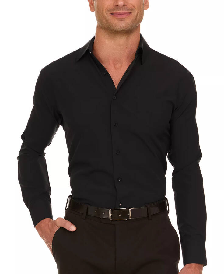 Men's Slim Fit Supershirt Dress Shirt Black - 6