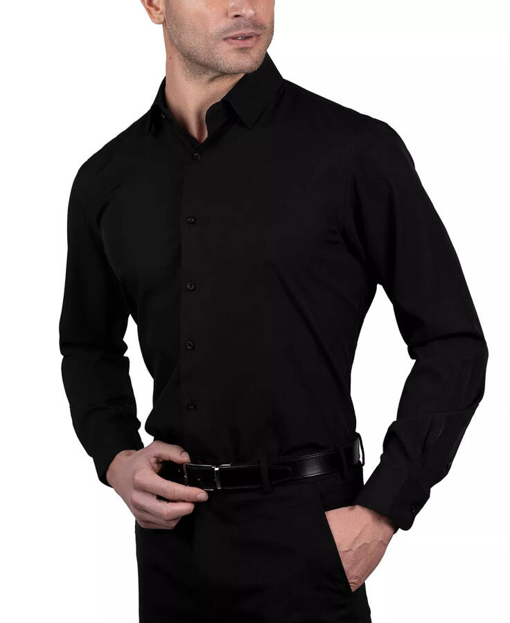 Men's Slim Fit Supershirt Dress Shirt Black - 2