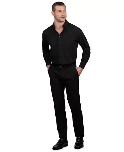 Men's Slim Fit Supershirt Dress Shirt-Black - 4