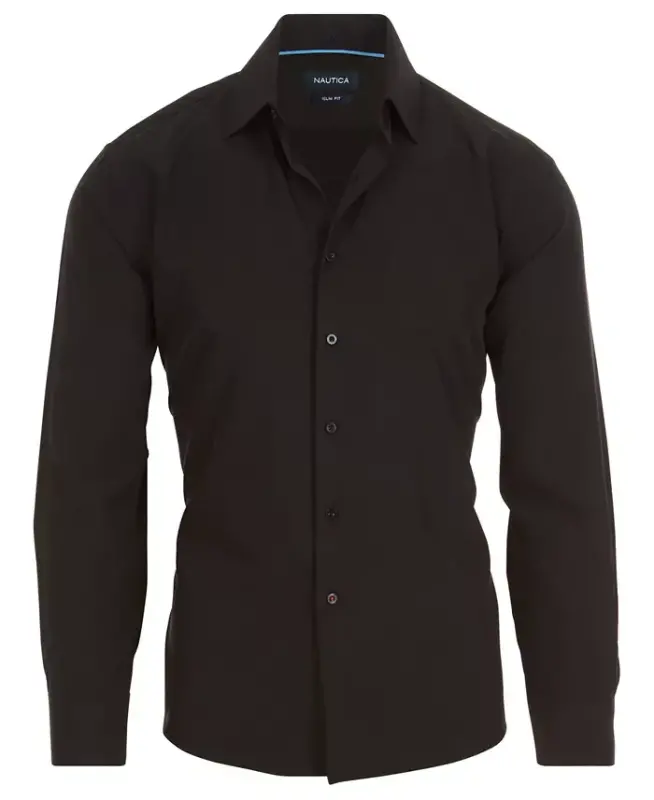 Men's Slim Fit Supershirt Dress Shirt-Black - 9