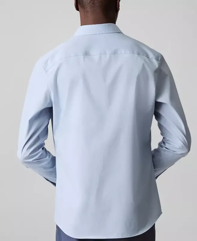 Men's Slim-Fit Supima Stretch Long-Sleeve Button-Front Shirt - Light Blue - 5