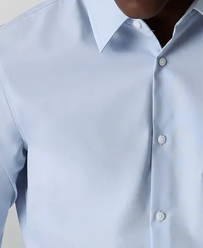 Men's Slim-Fit Supima Stretch Long Sleeve Button-Front Shirt - Light Blue - 3