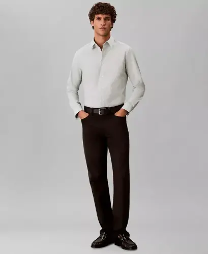 Men's Slim-Fit Supima Stretch Long-Sleeve Button-Front Shirt - Pale Meadow - CALVIN KLEIN (1)