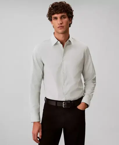 Men's Slim-Fit Supima Stretch Long-Sleeve Button-Front Shirt - Pale Meadow 