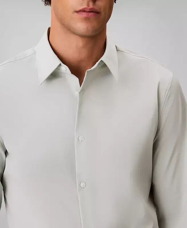 Men's Slim-Fit Supima Stretch Long-Sleeve Button-Front Shirt - Pale Meadow - 3
