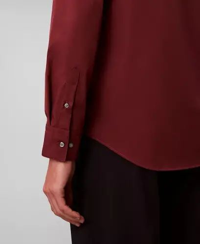 Men's Slim-Fit Supima Stretch Long-Sleeve Button-Front Shirt - Wine Red - 5