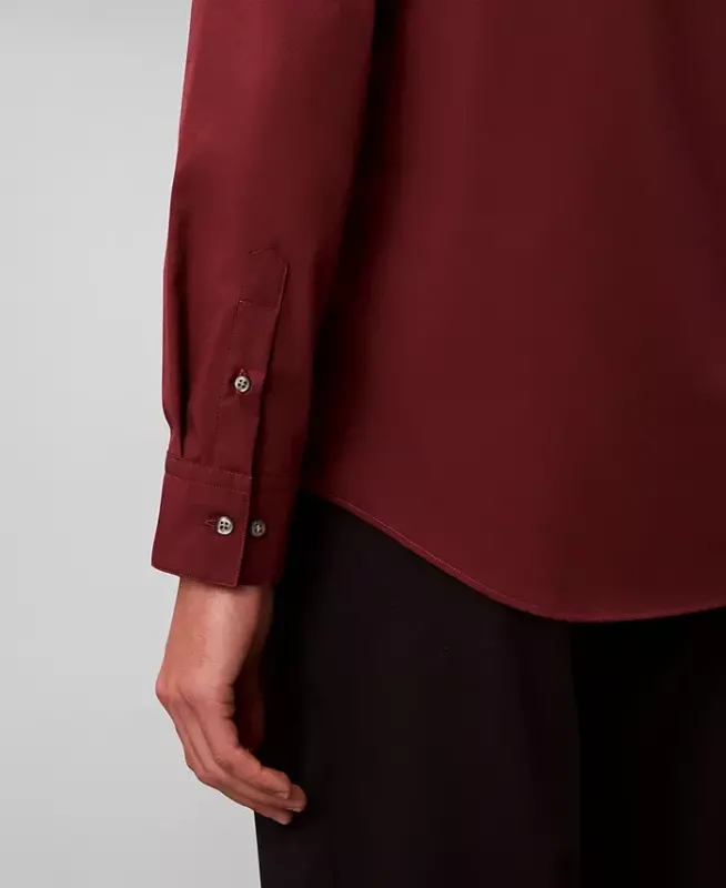 Men's Slim-Fit Supima Stretch Long-Sleeve Button-Front Shirt - Wine Red - 5