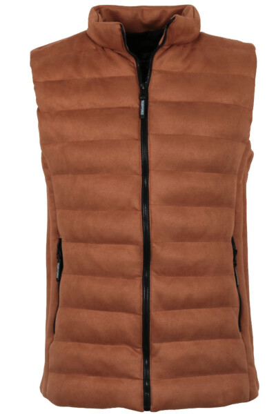 Men's Slim Fit Tan Nubuck Suede Puffer Vest - 1