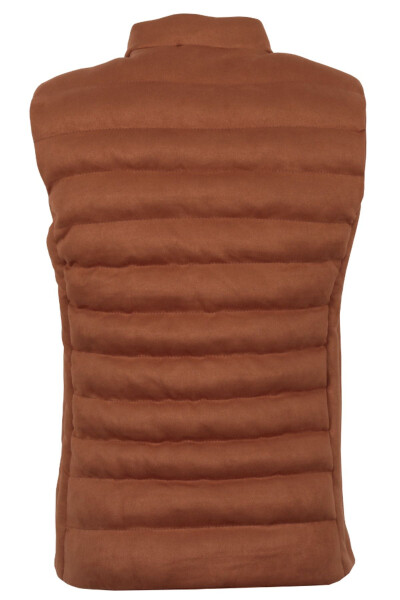 Men's Slim Fit Tan Nubuck Suede Puffer Vest - 4