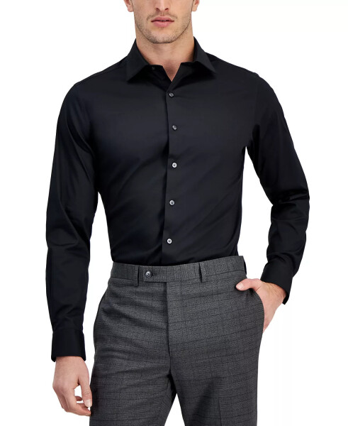 Men's Slim-Fit Temperature Regulating Dress Shirt, Created for Modazone Deep Black - 1