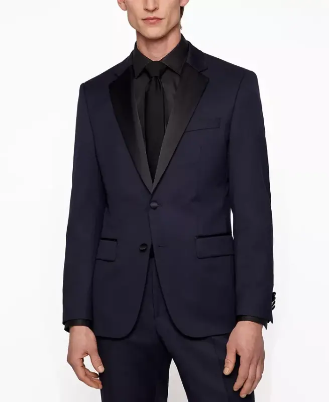 Men's Slim-Fit Tuxedo Jacket-Dark Blue - HUGO BOSS