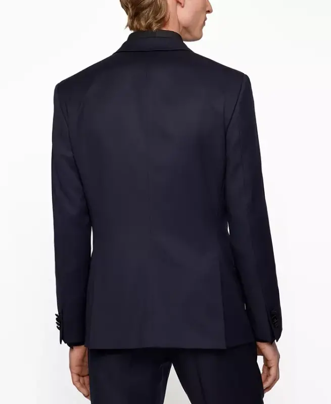 Men's Slim-Fit Tuxedo Jacket-Dark Blue - 2