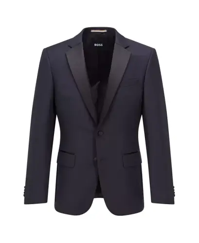 Men's Slim-Fit Tuxedo Jacket-Dark Blue - 3