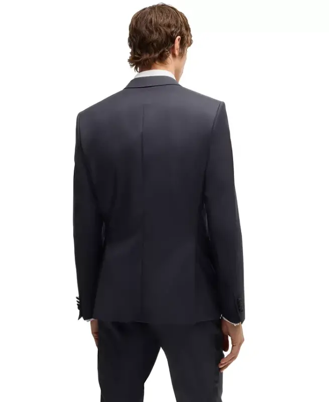 Men's Slim-Fit Tuxedo Jacket-Dark Blue - 6