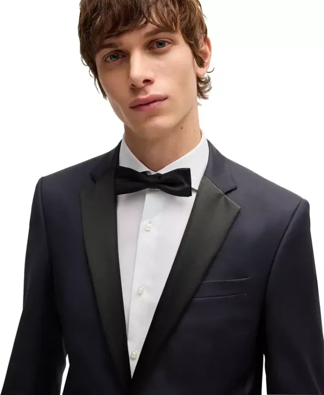 Men's Slim-Fit Tuxedo Jacket-Dark Blue - 9