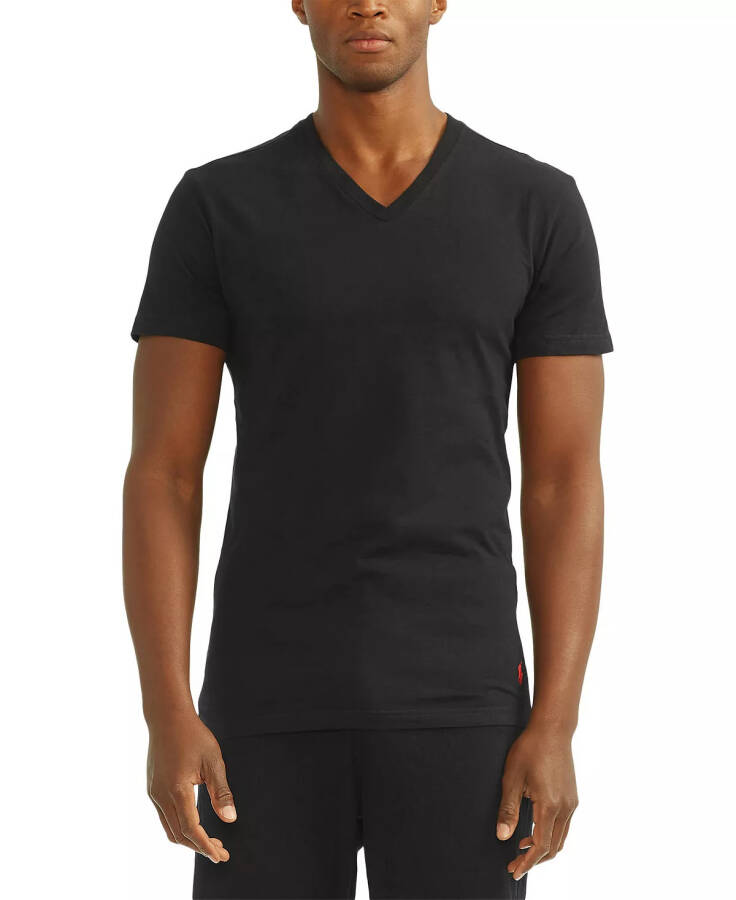 Men's Slim Fit V-Neck Undershirt, 3-Pack Black - 4