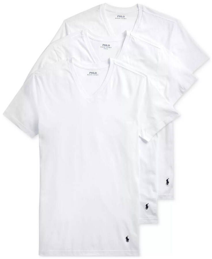 Men's Slim Fit V-Neck Undershirt, 3-Pack White - 1