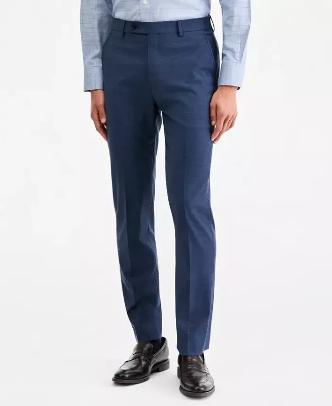 Men's Slim-Fit Wool-Blend Stretch Suit Pants - 8