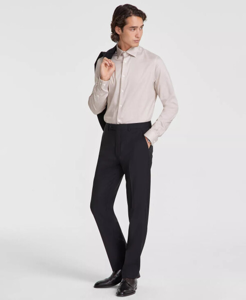 Men's Slim-Fit Wool-Blend Stretch Suit Pants Black - 1