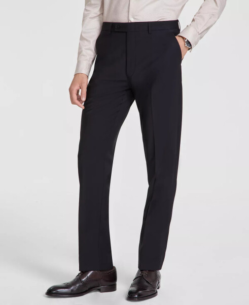 Men's Slim-Fit Wool-Blend Stretch Suit Pants Black - 3