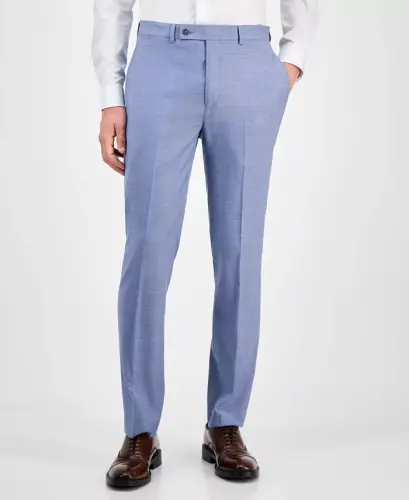 Men's Slim-Fit Wool-Blend Stretch Suit Pants-Light Blue - 3