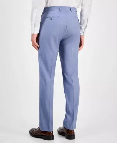 Men's Slim-Fit Wool-Blend Stretch Suit Pants-Light Blue - 4