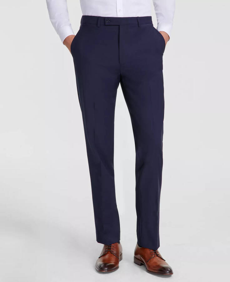 Men's Slim-Fit Wool-Blend Stretch Suit Pants Navy - 1