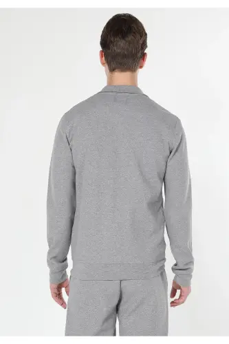 Men's slim fit, zippered, printed, gray jacket (Cl1059647) - COLIN'S (1)