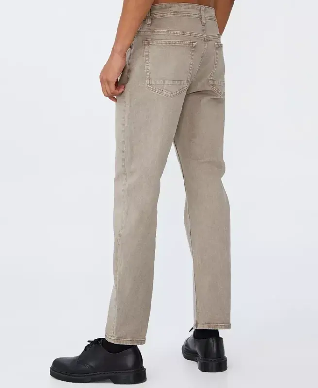 Men's Slim Straight Jeans-Washed Oatmeal - 2