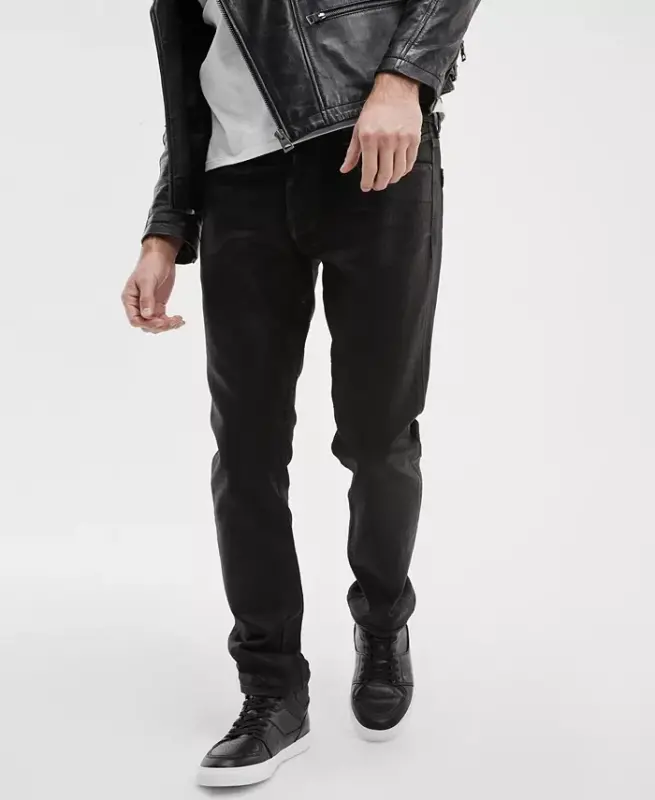 Men's Slim Tapered Jeans-Black - 2