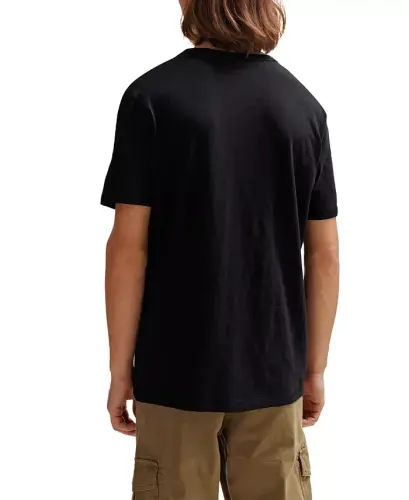 Men's Slub-Cotton Logo Detail T-Shirt-Black - HUGO BOSS (1)