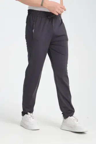 Men's Smoked Pocket Detailed Relaxed Fit Straight Leg Scuba Fabric Sweatpants-Smoked - RDR-X (1)