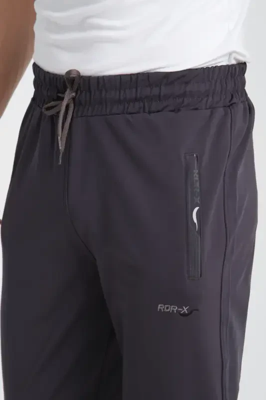 Men's Smoked Pocket Detailed Relaxed Fit Straight Leg Scuba Fabric Sweatpants-Smoked - 3