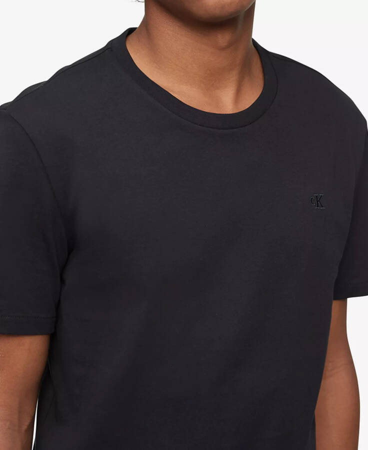 Men's Smooth Cotton Solid Crewneck T-Shirt Black Beauty - 3