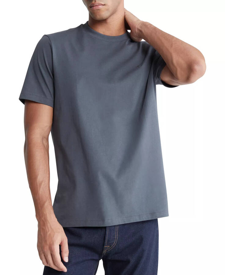 Men's Smooth Cotton Solid Crewneck T-Shirt Forged Iron - 1