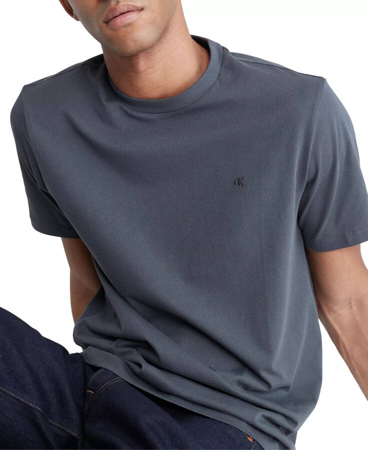 Men's Smooth Cotton Solid Crewneck T-Shirt Forged Iron - 3