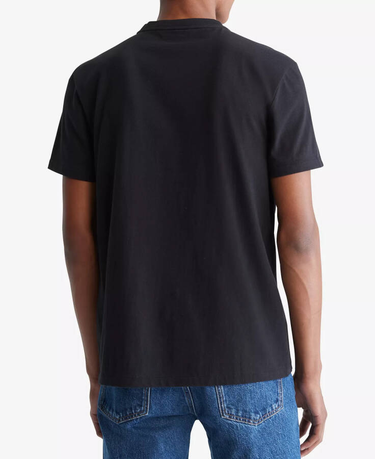 Men's Smooth Cotton Solid V-Neck T-Shirt Black Beauty - 2