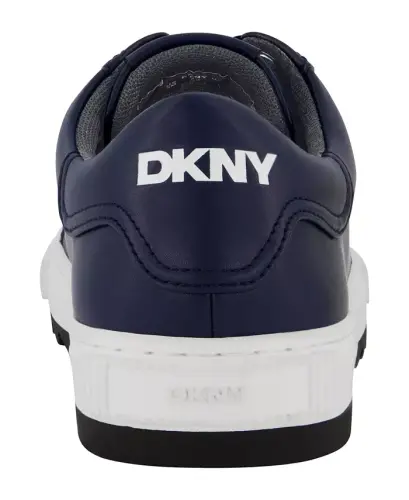 Men's Smooth Leather Sawtooth Sole Sneakers - Navy - 3