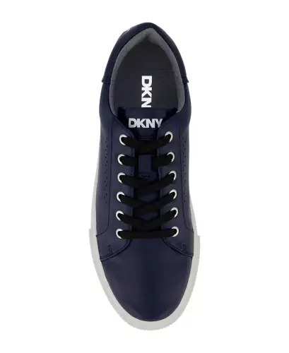 Men's Smooth Leather Sawtooth Sole Sneakers - Navy - 4